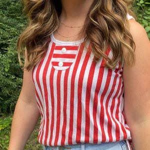 Vintage red and white stripped top